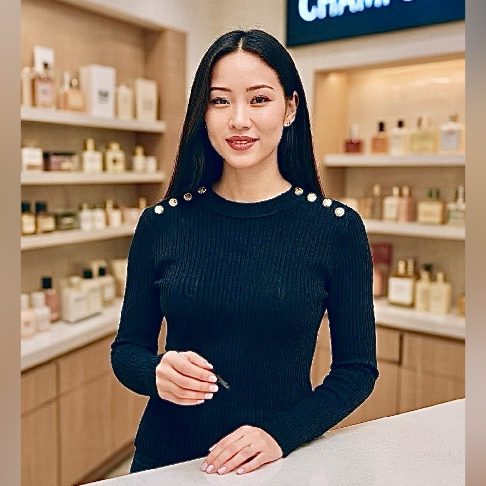 Louis Vuitton Black Ribbed Pullover Sweater Louis Vuittons Logo Buttons M